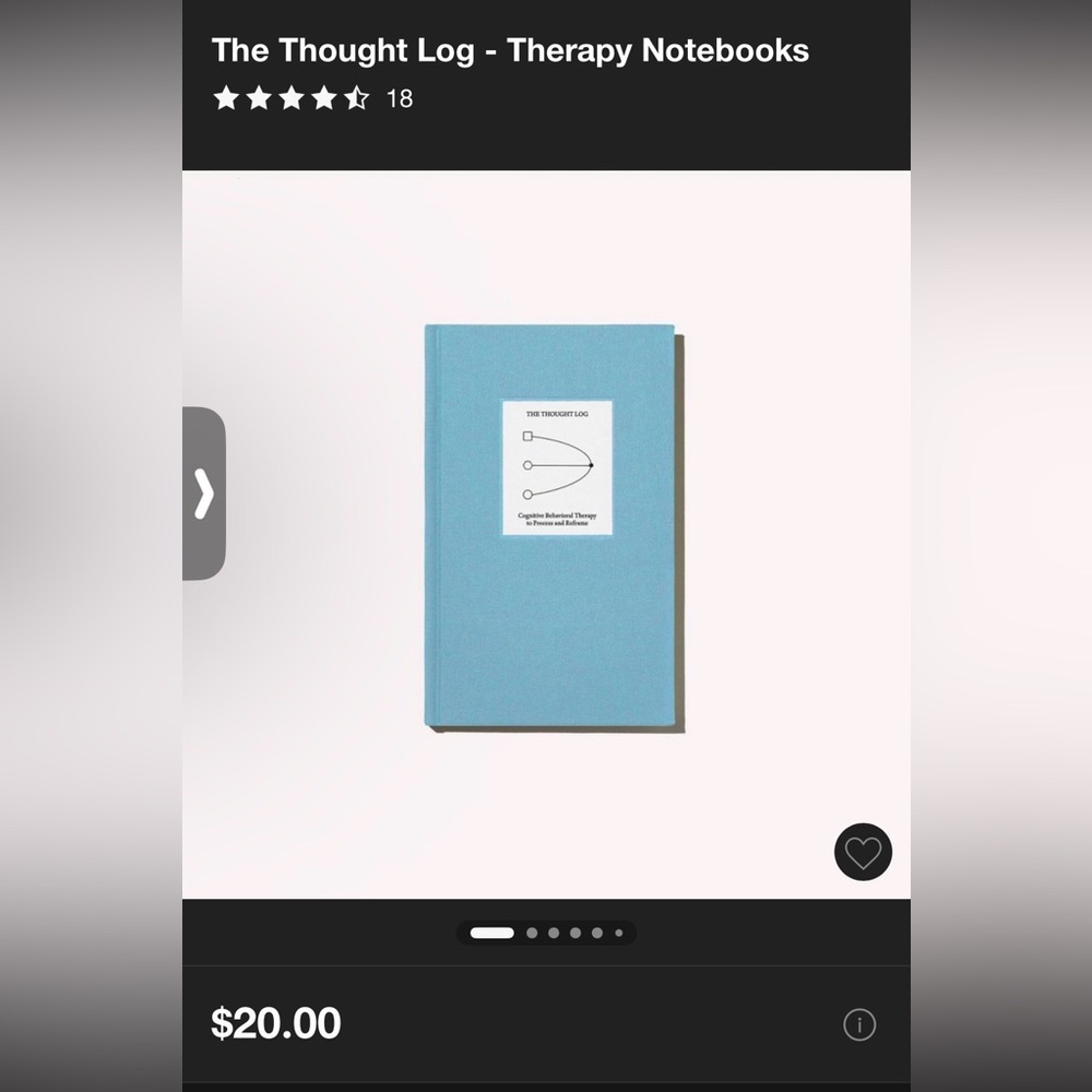 NWT Thought Log Therapy Notebook / Journal